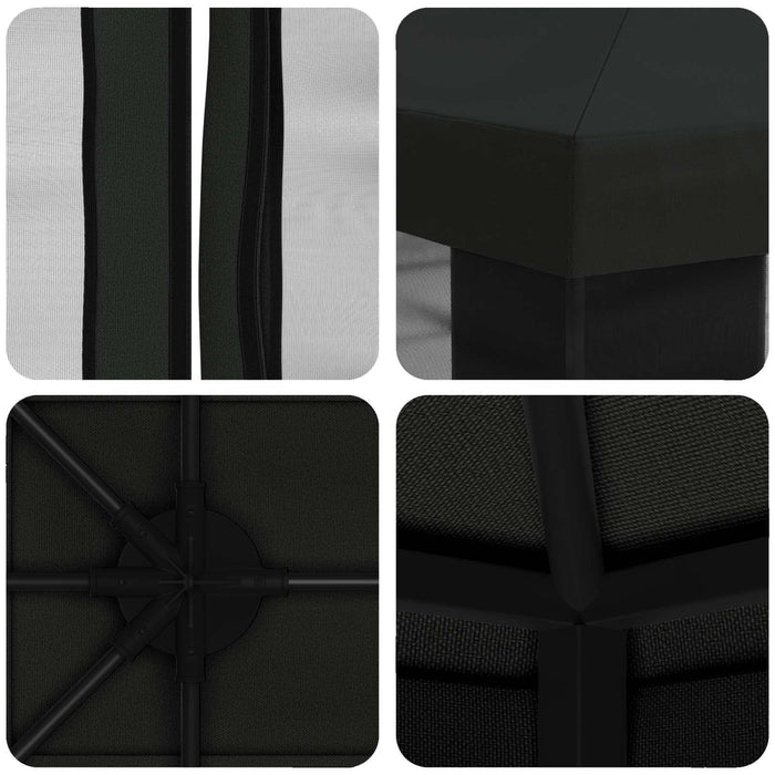 Pavilion cu panouri laterale 4 × 3 m Negru Poliester și oțel WALTI