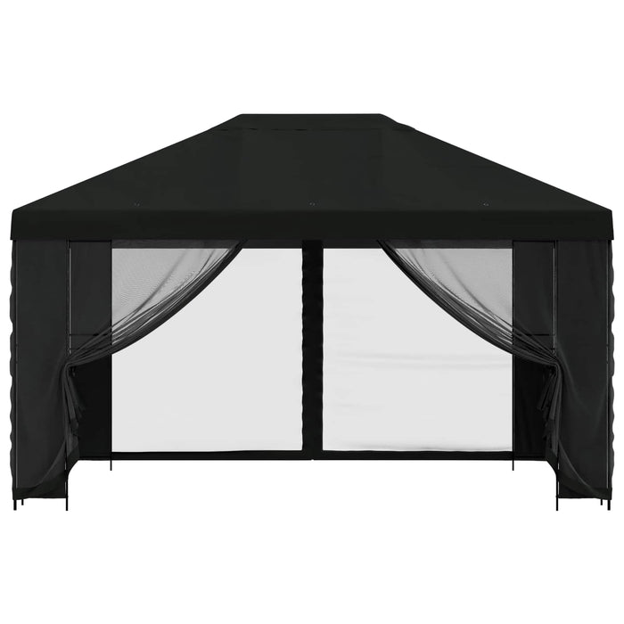 Pavilion cu panouri laterale 4 × 3 m Negru Poliester și oțel WALTI