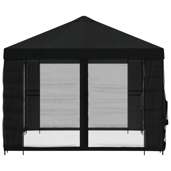 Pavilion cu panouri laterale 4 × 3 m Negru Poliester și oțel WALTI