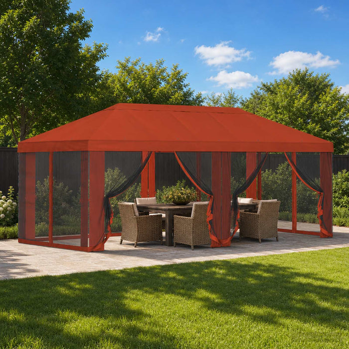 Copertină pentru Foișor cu Perete laterale 6 x 3 m Terracota WALTI