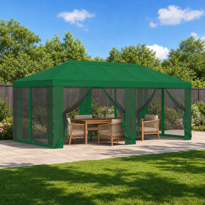 Copertină pentru Foișor cu Perete laterale 6 x 3 m Verde WALTI