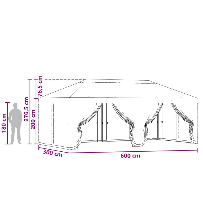 Copertină pentru Foișor cu Perete laterale 6 x 3 m Galben WALTI