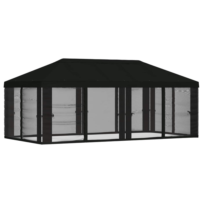 Copertină pentru Foișor cu Perete laterale 6 x 3 m Negru WALTI