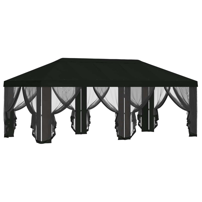 Copertină pentru Foișor cu Perete laterale 6 x 3 m Negru WALTI