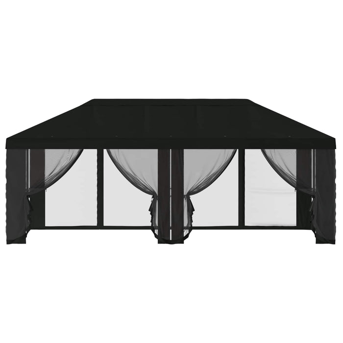 Copertină pentru Foișor cu Perete laterale 6 x 3 m Negru WALTI