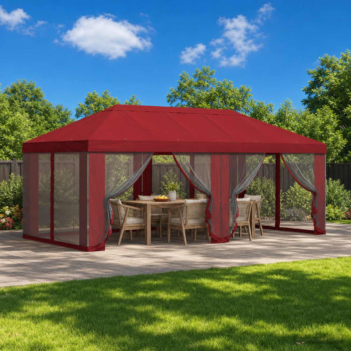 Copertină pentru Foișor cu Perete laterale 6 x 3 m Burgundy WALTI