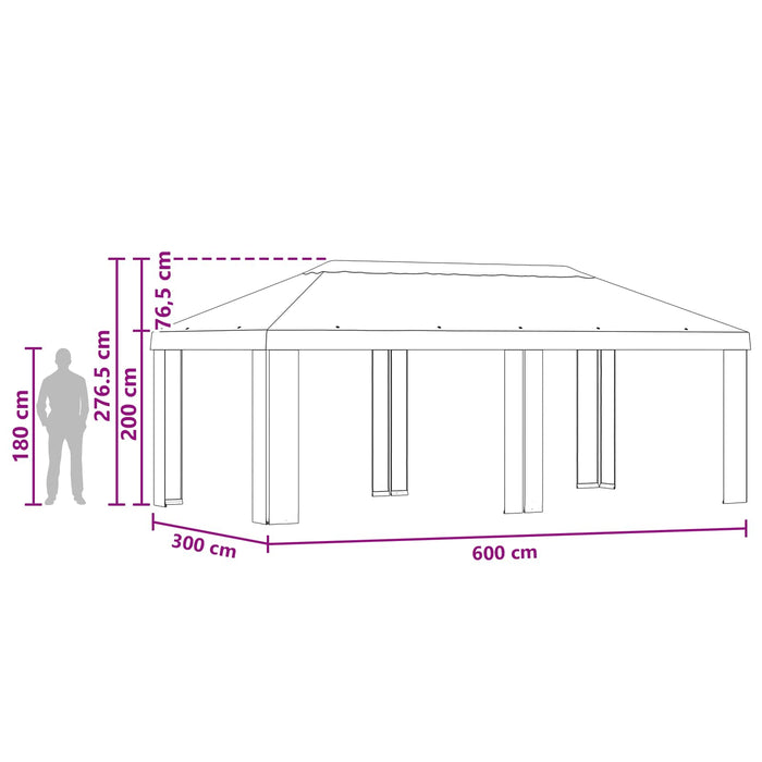 Copertină pentru Gazebo 6 x 3 m Bej Poliester 190 gsm WALTI
