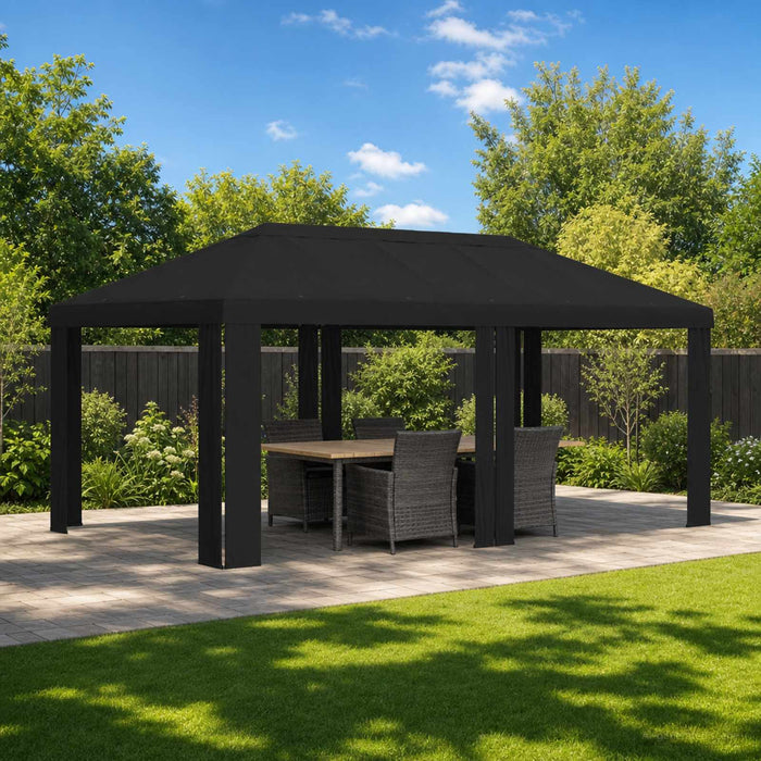 Copertină pentru Gazebo 6 x 3 m Negru Poliester 190 gsm WALTI