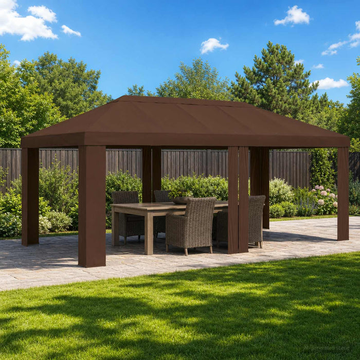 Copertină pentru Gazebo 6 x 3 m Maro Poliester 190 gsm WALTI