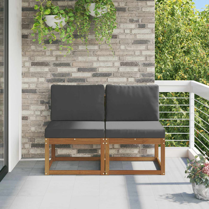 2 Bucată Canapea Medie pentru Exterior Lemn Solid de Acacia - WALTI WALTI