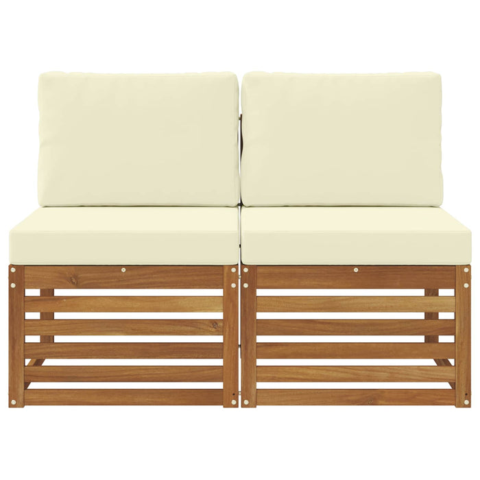2 Bucată Canapea Medie pentru Exterior Lemn Solid de Acacia - WALTI WALTI