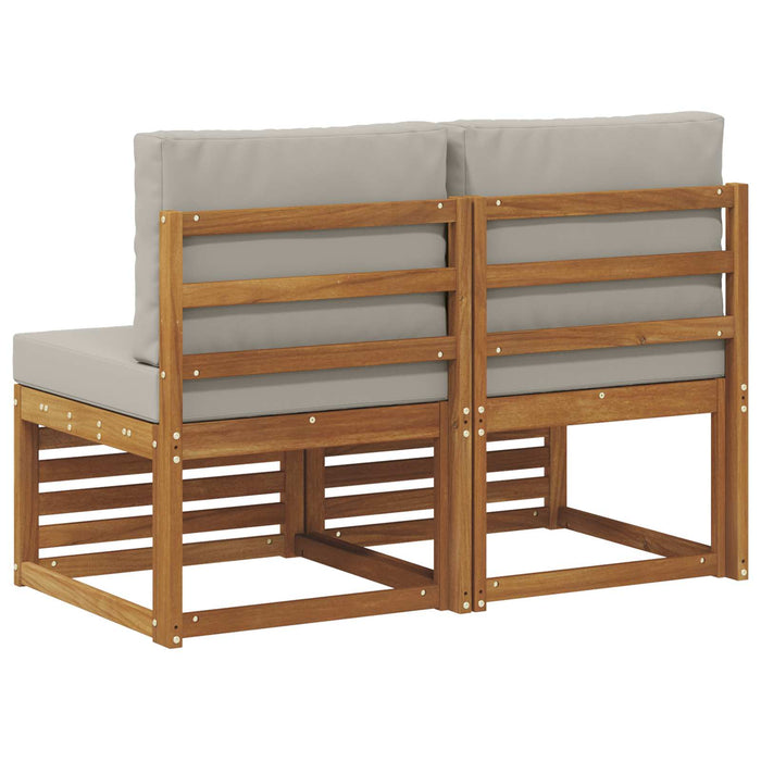 2 Bucată Canapea Medie pentru Exterior Lemn Solid de Acacia - WALTI WALTI