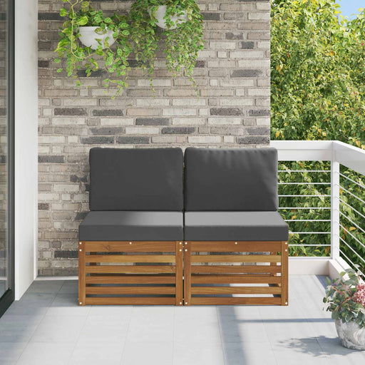 2 Bucată Canapea Medie pentru Exterior Lemn Solid de Acacia - WALTI WALTI