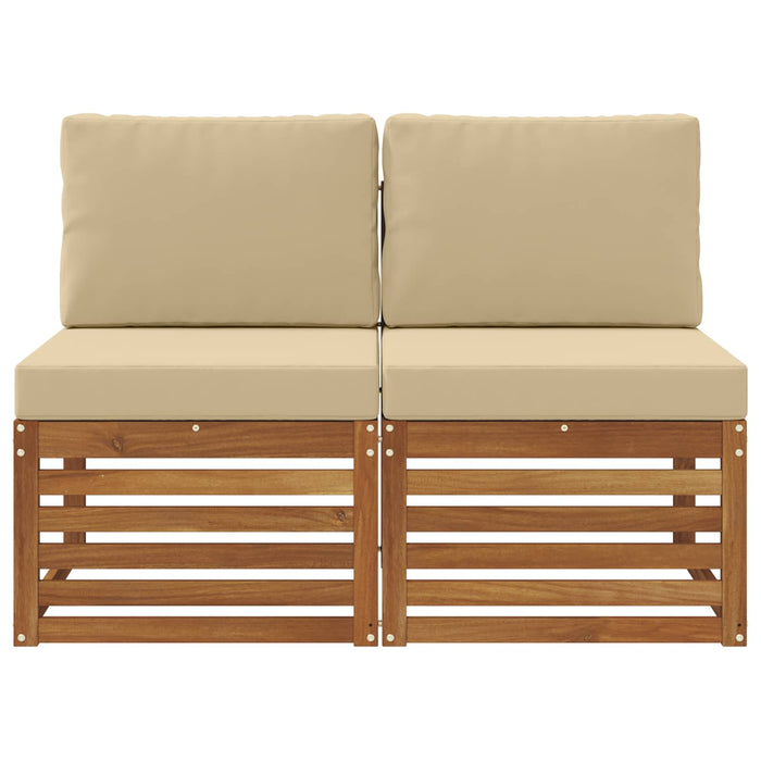 2 Bucată Canapea Medie pentru Exterior Lemn Solid de Acacia - WALTI WALTI