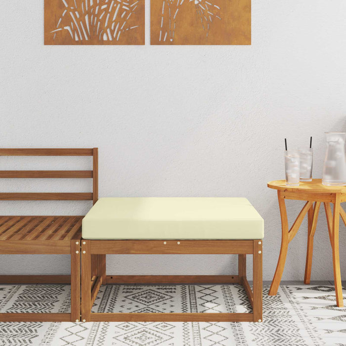 taburet Lemn Solid de Acacia Natural și Crem - WALTI WALTI