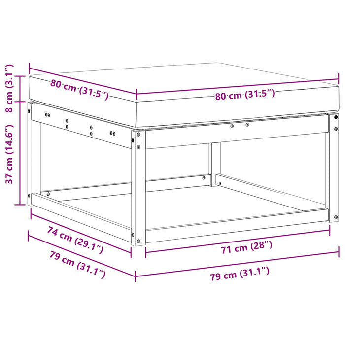 taburet Lemn Solid de Acacia Gri natural și deschis - WALTI WALTI