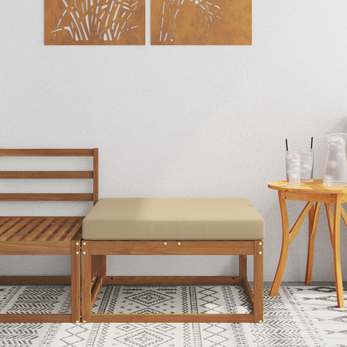 taburet Lemn Solid de Acacia Natural și Bej - WALTI WALTI