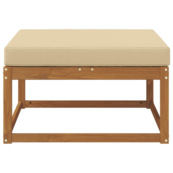taburet Lemn Solid de Acacia Natural și Bej - WALTI WALTI