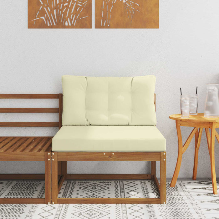 Sofa de mijloc Lemn Solid de Acacia Natural și Crem - WALTI WALTI