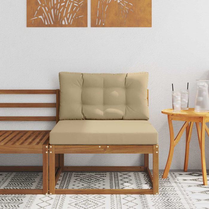 Sofa de mijloc Lemn Solid de Acacia Natural și Bej - WALTI WALTI