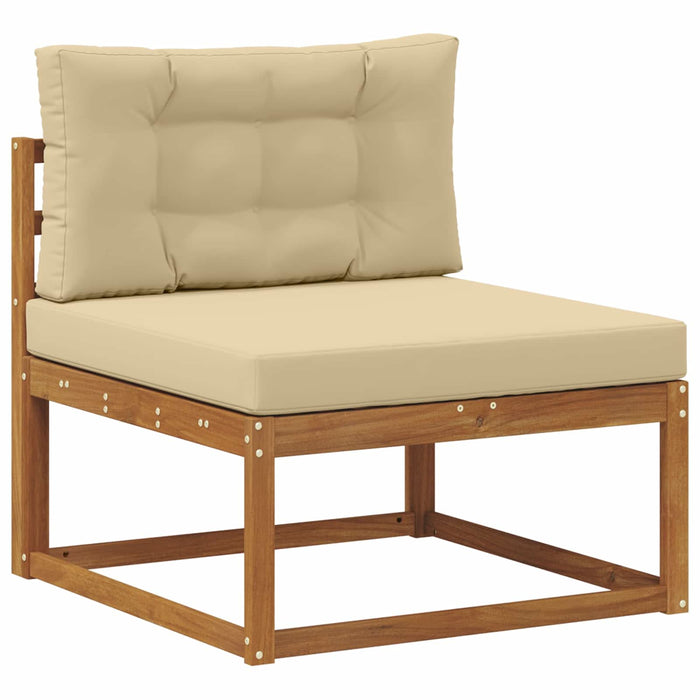 Sofa de mijloc Lemn Solid de Acacia Natural și Bej - WALTI WALTI