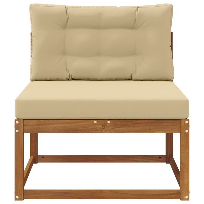 Sofa de mijloc Lemn Solid de Acacia Natural și Bej - WALTI WALTI