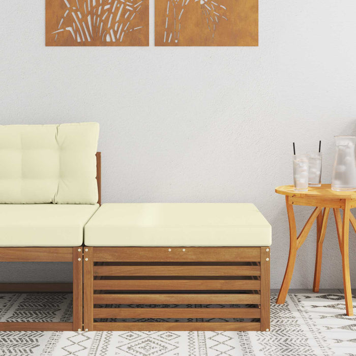 taburet Lemn Solid de Acacia Natural și Crem - WALTI WALTI