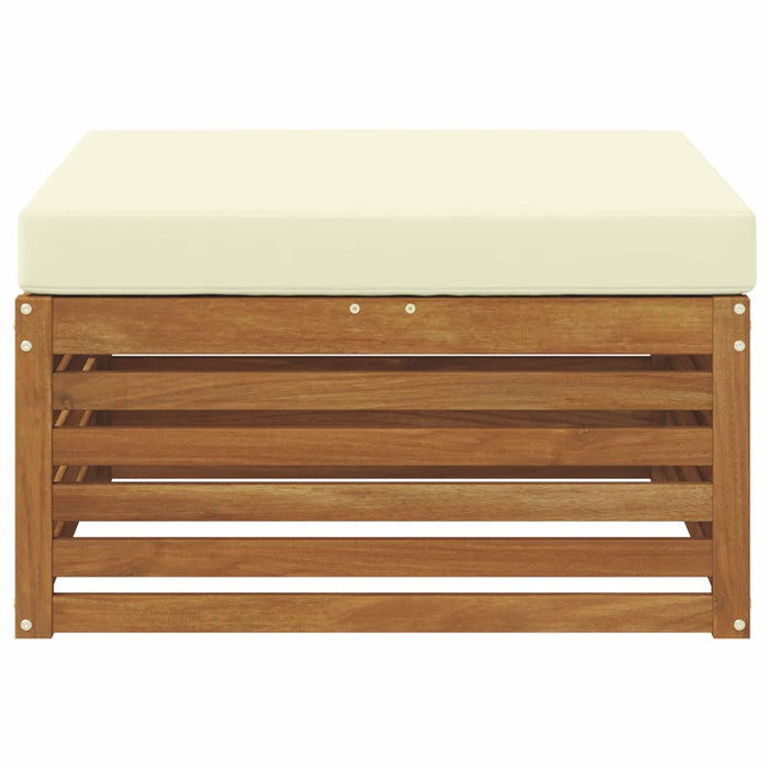 taburet Lemn Solid de Acacia Natural și Crem - WALTI WALTI