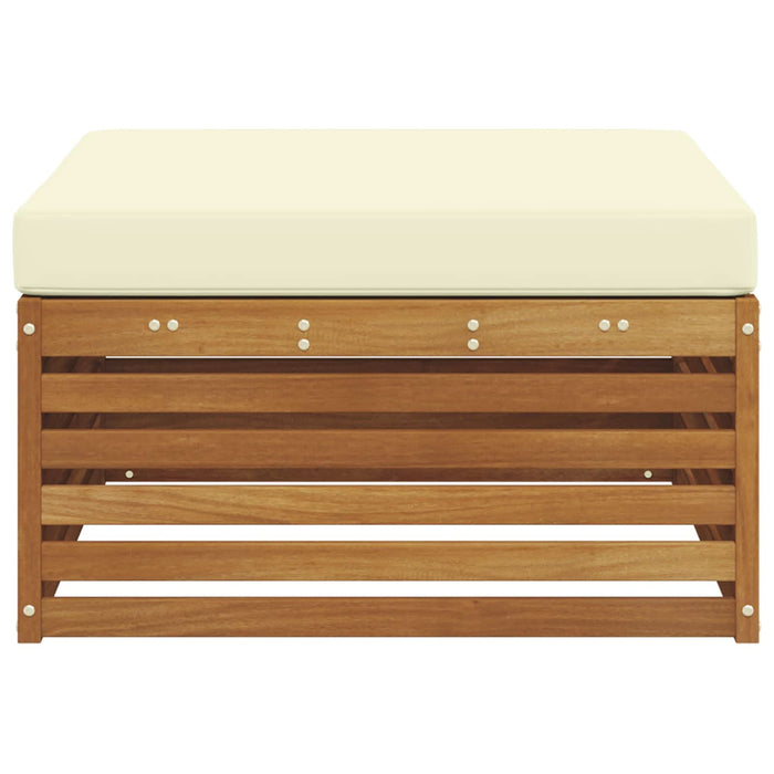 taburet Lemn Solid de Acacia Natural și Crem - WALTI WALTI