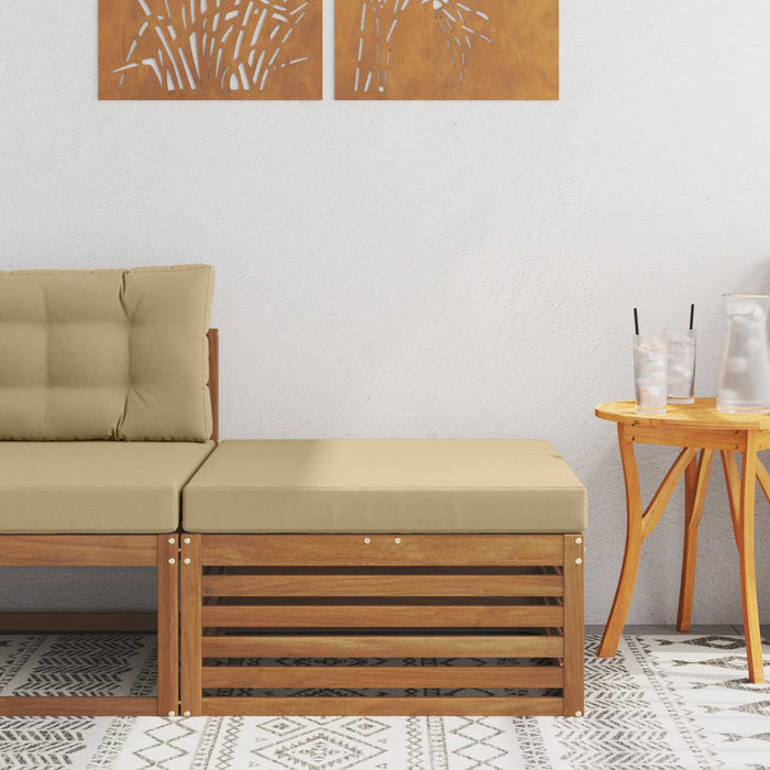 taburet Lemn Solid de Acacia Natural și Bej - WALTI WALTI
