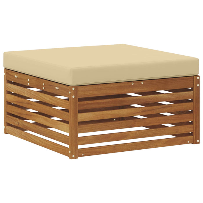 taburet Lemn Solid de Acacia Natural și Bej - WALTI WALTI