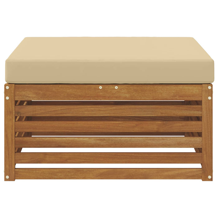 taburet Lemn Solid de Acacia Natural și Bej - WALTI WALTI
