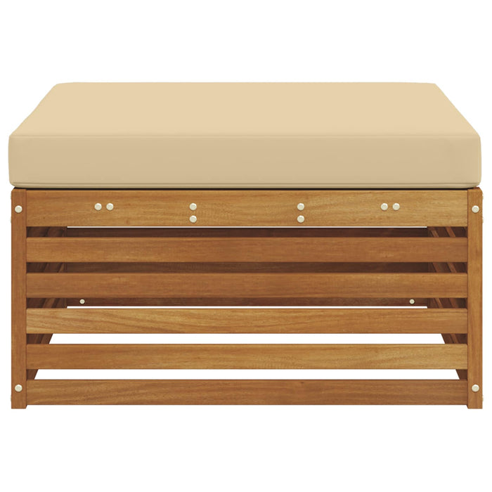 taburet Lemn Solid de Acacia Natural și Bej - WALTI WALTI