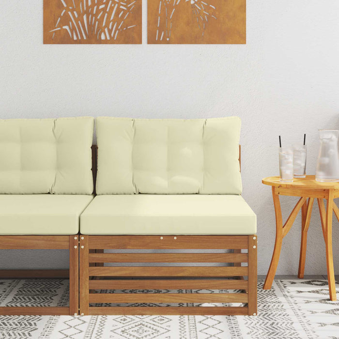 canapea de mijloc Lemn Solid de Acacia Natural și Crem - WALTI WALTI