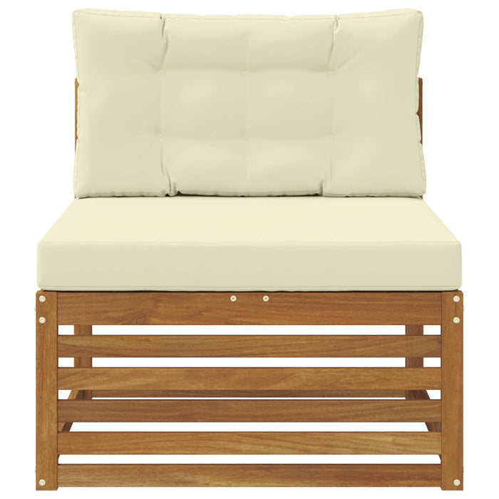 canapea de mijloc Lemn Solid de Acacia Natural și Crem - WALTI WALTI