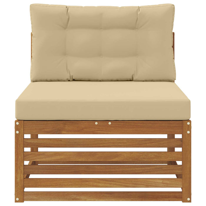 canapea de mijloc Lemn Solid de Acacia Natural și Bej - WALTI WALTI