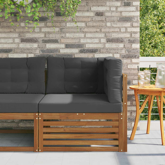 Canapea colțar Lemn Solid de Acacia Natural și Antracit - WALTI WALTI