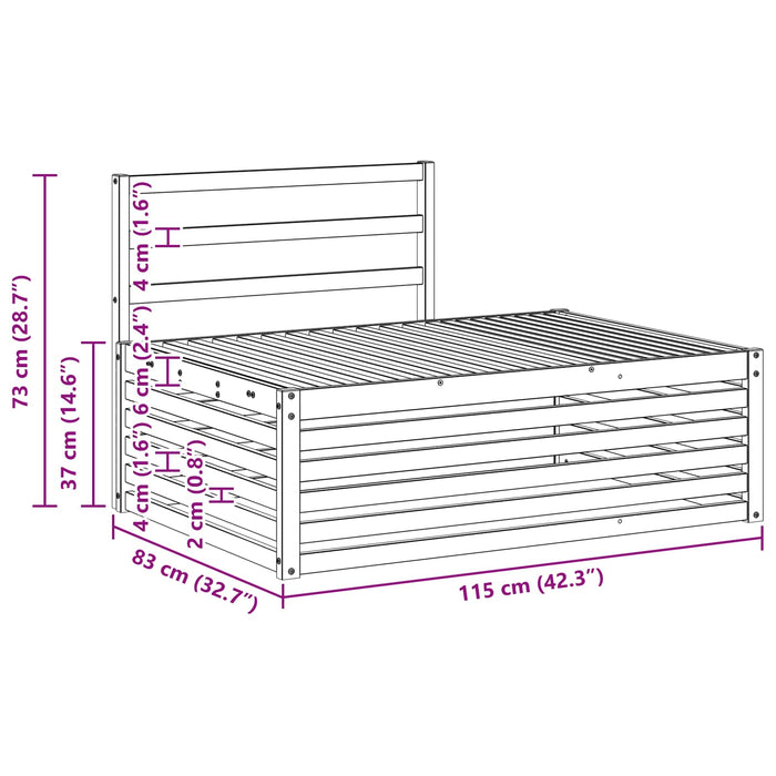 Canapea de exterior cu braț final natural 115 x 83 x 73 cm - WALTI WALTI