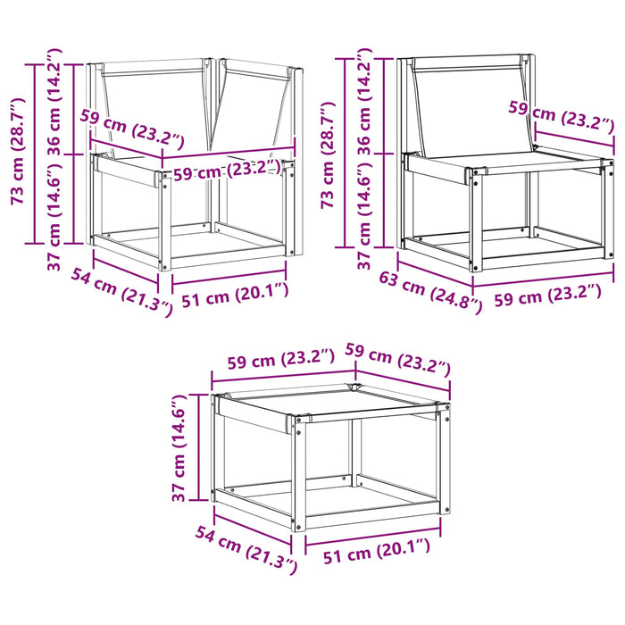 Unități de canapea modulară de exterior cu pernă 3 Bucată - WALTI WALTI