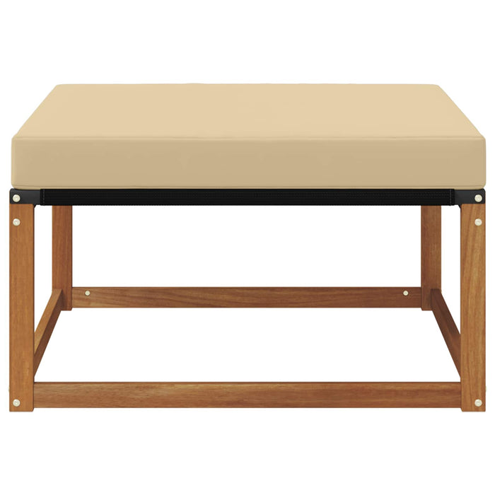 Puf Lemn Solid de Acacia Natural și Bej - WALTI WALTI