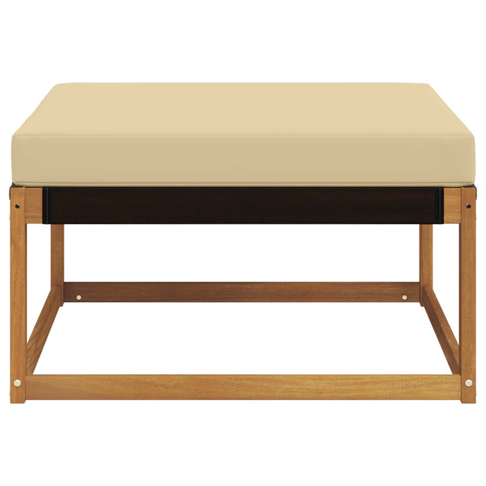 Puf Lemn Solid de Acacia Natural și Bej - WALTI WALTI