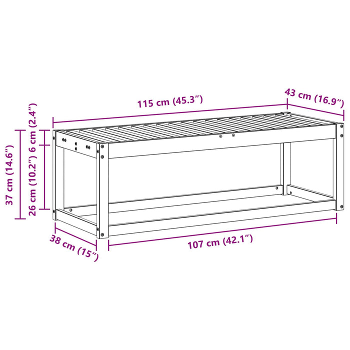 Bancă de exterior natural 115 x 43 x 37 cm Lemn Solid de Acacia - WALTI WALTI