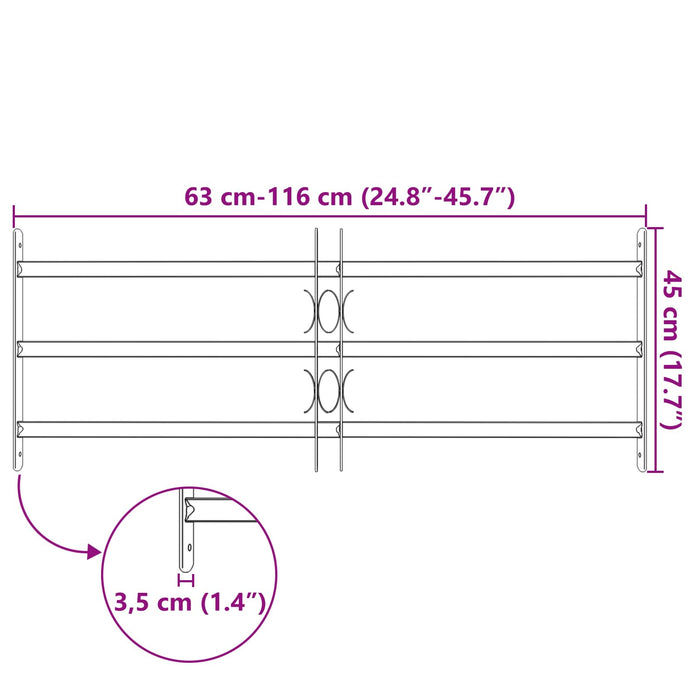 Grilă Fereastră 116 x 45 cm Oțel vopsit electrostatic Negru - WALTI WALTI