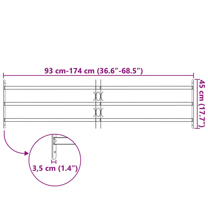 Grilă Fereastră 174 x 45 cm Oțel vopsit electrostatic Negru - WALTI WALTI
