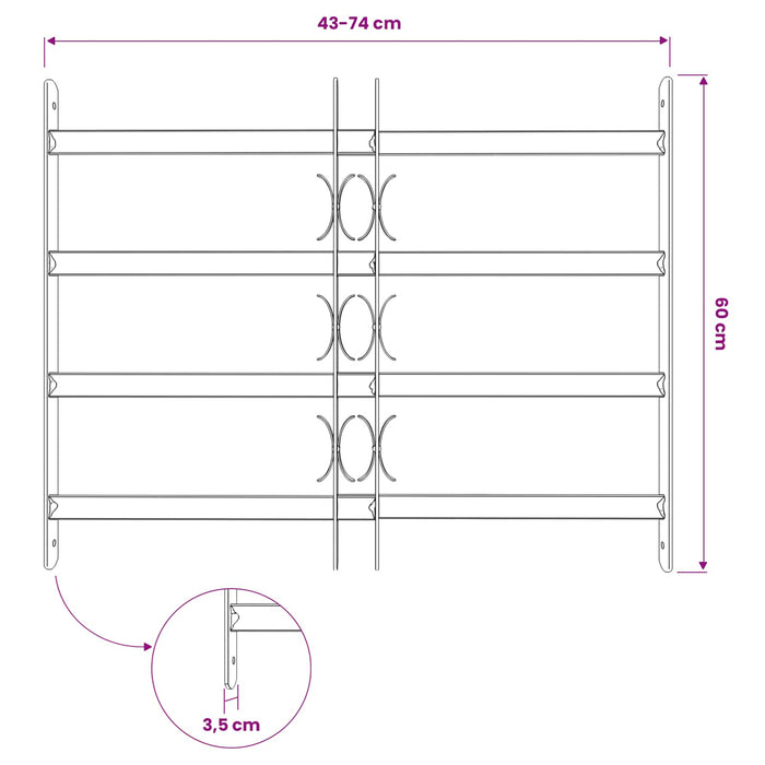 Grilă Fereastră 75.5 x 60 cm Oțel vopsit electrostatic Negru WALTI