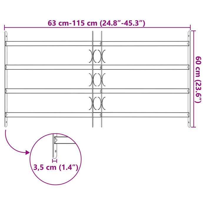 Grilă Fereastră 115 x 60 cm Oțel vopsit electrostatic Negru - WALTI WALTI