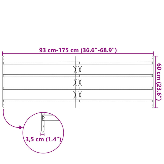 Grilă Fereastră 175 x 60 cm Oțel vopsit electrostatic Negru - WALTI WALTI