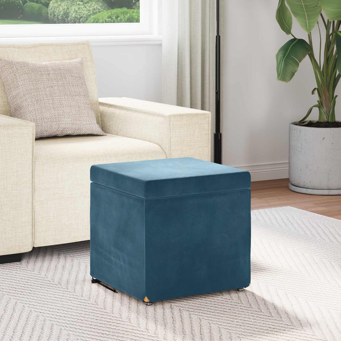 Taburet albastru 41 x 41 x 40 cm Catifea și lemn stratificat - WALTI WALTI