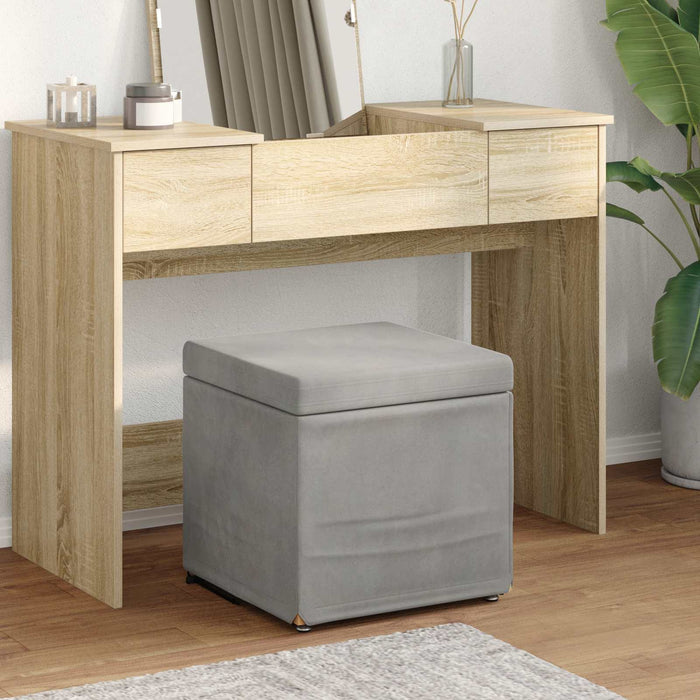 Taburet Gri deschis 41 x 41 x 40 cm Catifea și lemn stratificat - WALTI WALTI