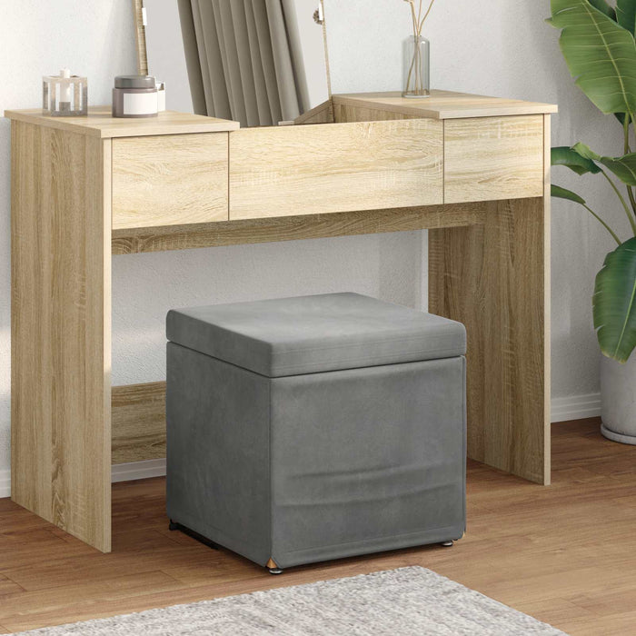 Taburet Gri închis 41 x 41 x 40 cm Catifea și lemn stratificat - WALTI WALTI